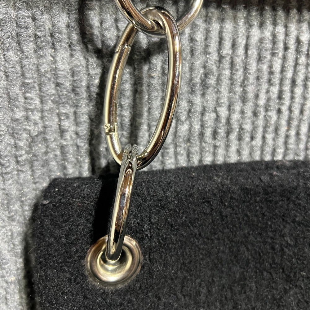 Sarah Oliver Handbags Small Black Boiled Wool Leather Strap Silver Chain Link - Picture 5 of 11